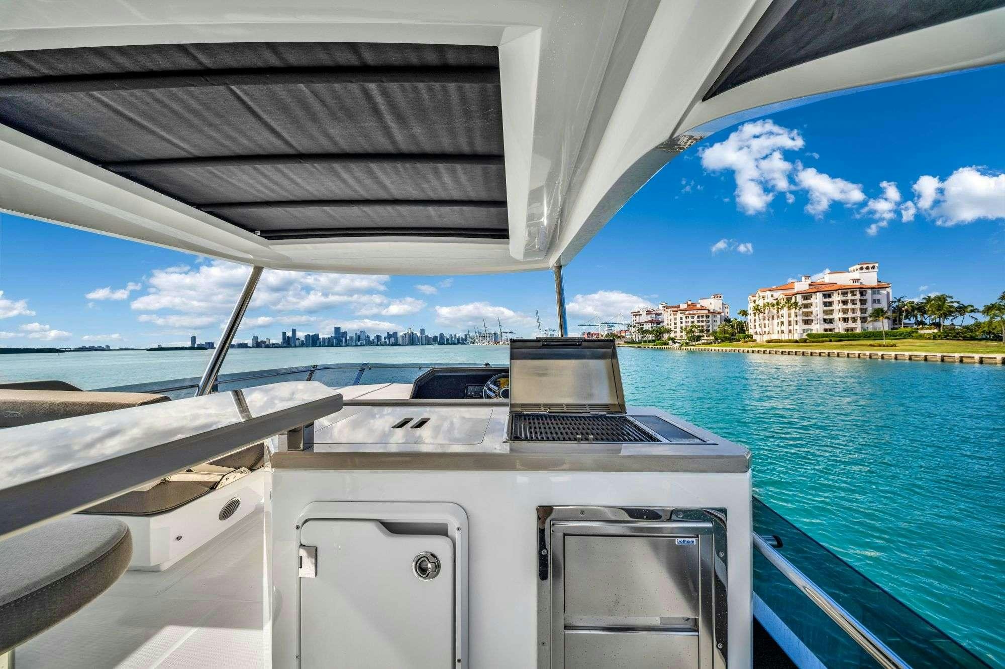 a boat on the water aboard OPTIMUS PRIME Yacht for Charter