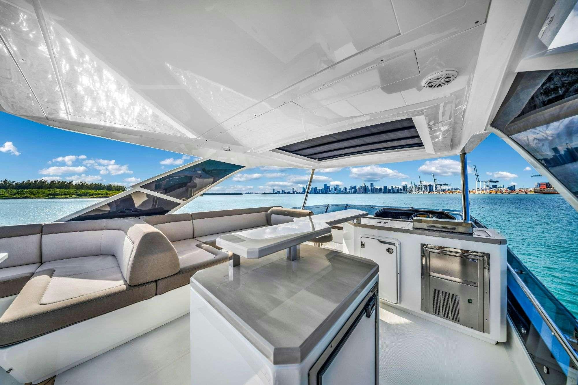 a boat on the water aboard OPTIMUS PRIME Yacht for Charter