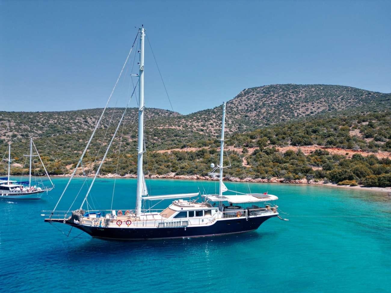 a boat in the water aboard LUJA Yacht for Charter