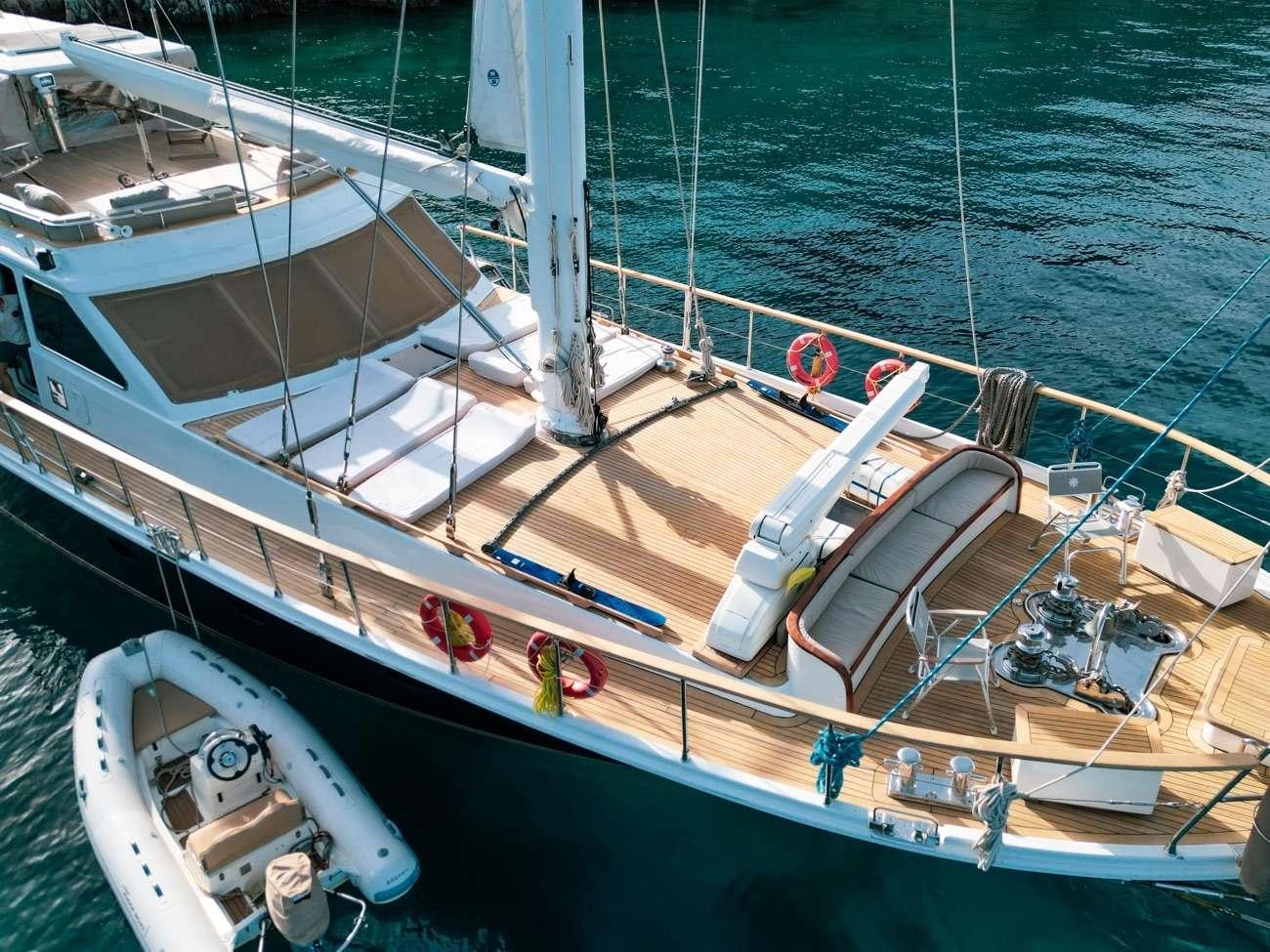 a boat on the water aboard LUJA Yacht for Charter