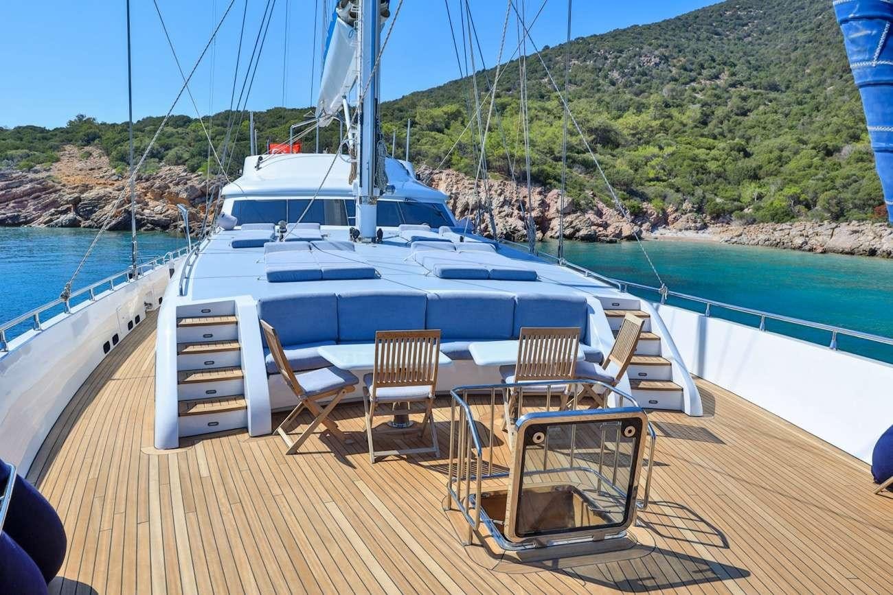 a boat on a deck aboard CANARIA Yacht for Charter