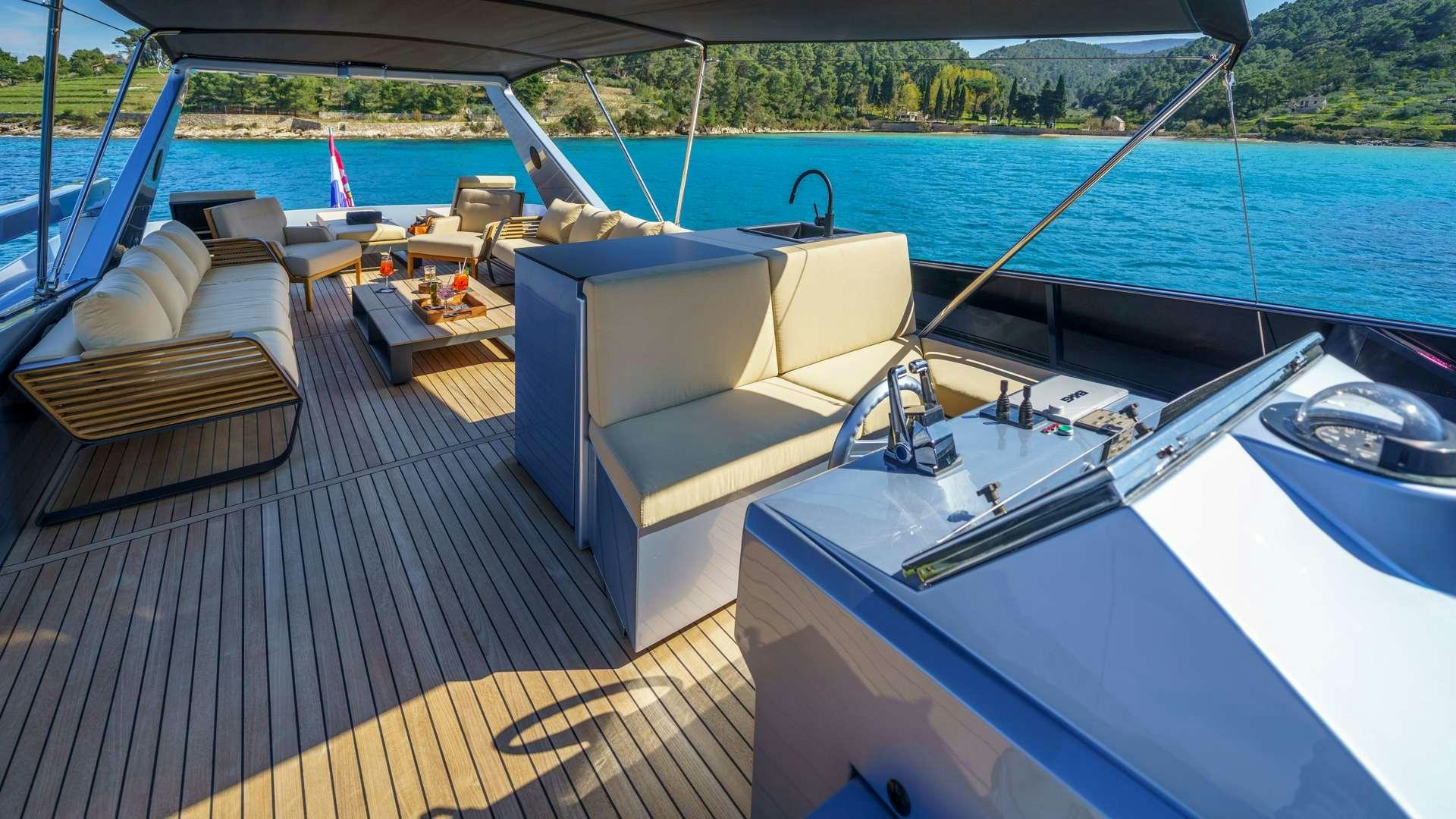 a boat on a deck aboard PHANTOM Yacht for Charter