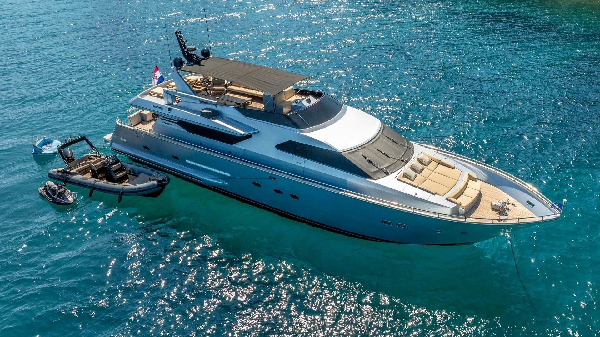 a boat in the water aboard PHANTOM Yacht for Charter