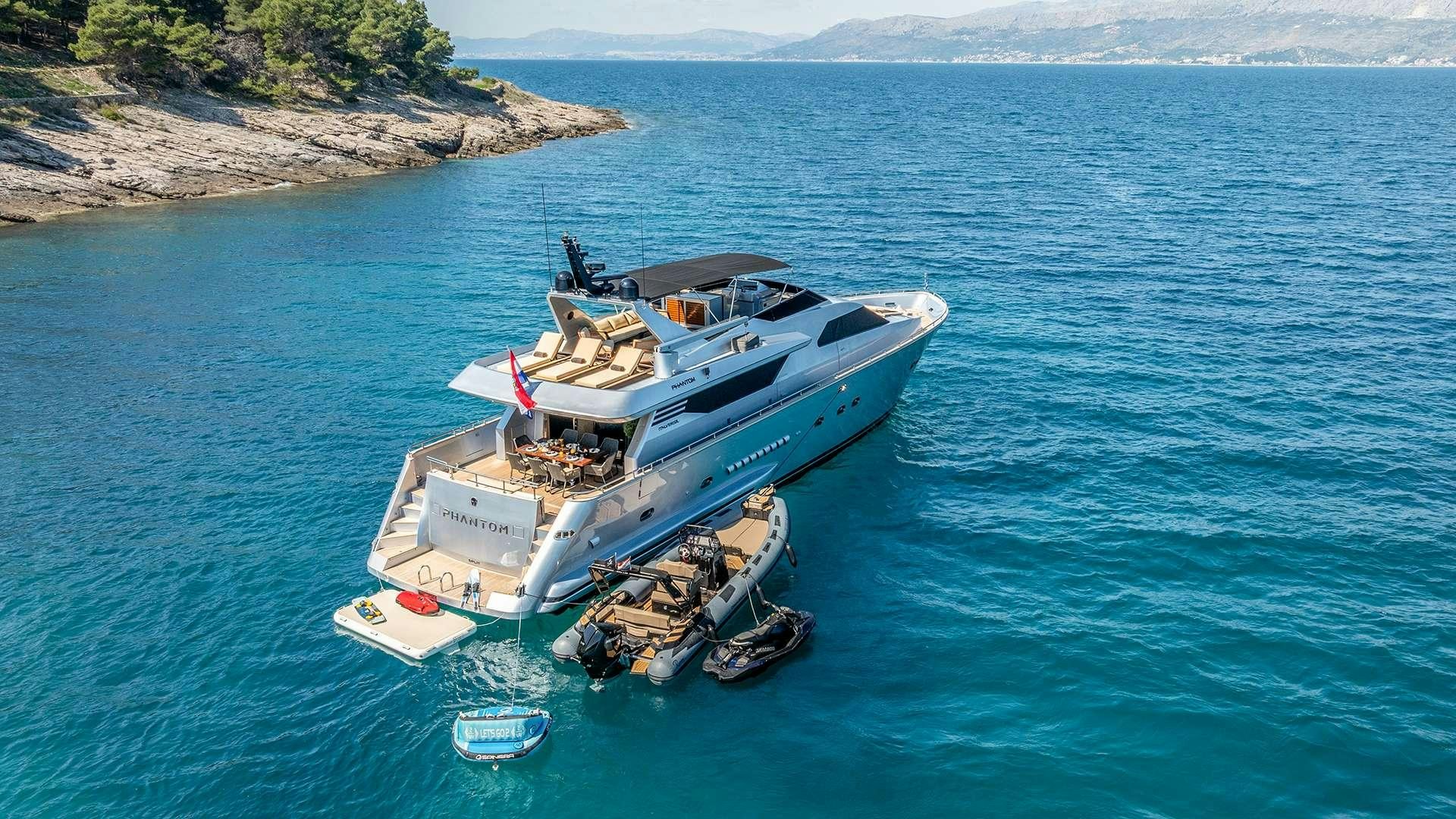 a boat on the water aboard PHANTOM Yacht for Charter