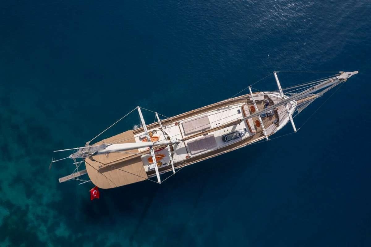 a boat in the water aboard TORINI Yacht for Charter