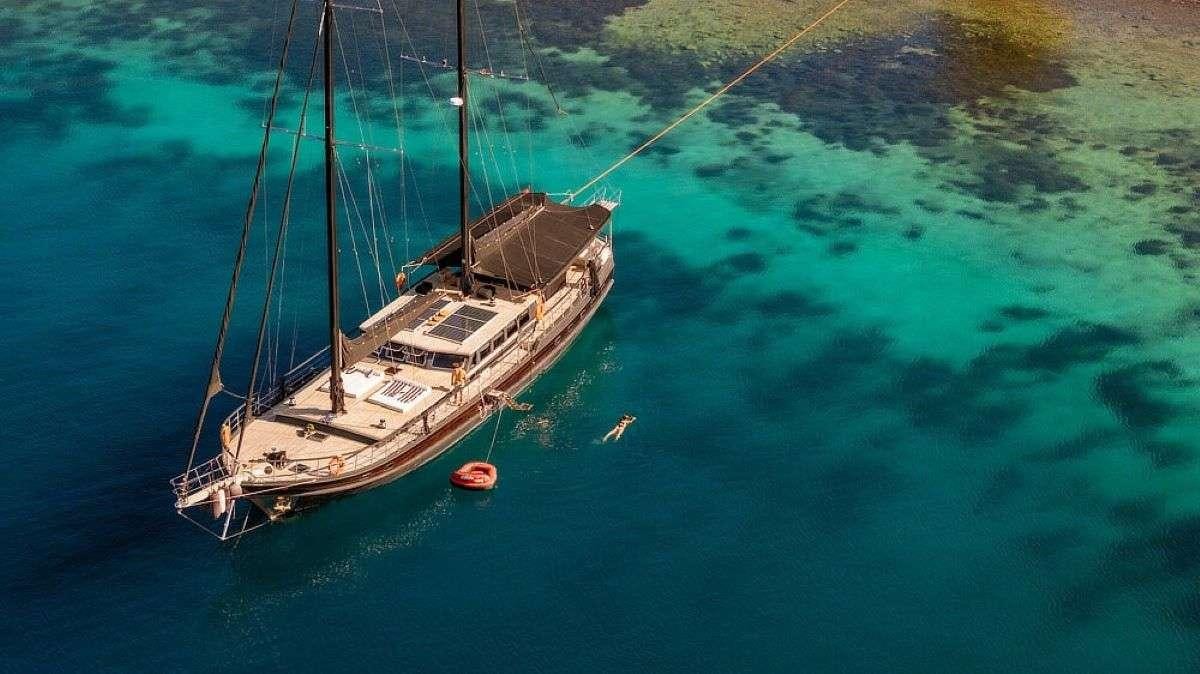 a boat on the water aboard MY LOVER Yacht for Charter