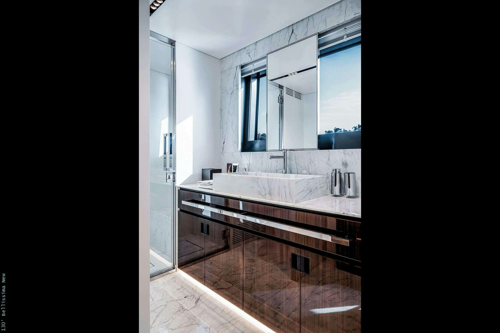 a bathroom with a large countertop aboard TASTY WAVES Yacht for Charter