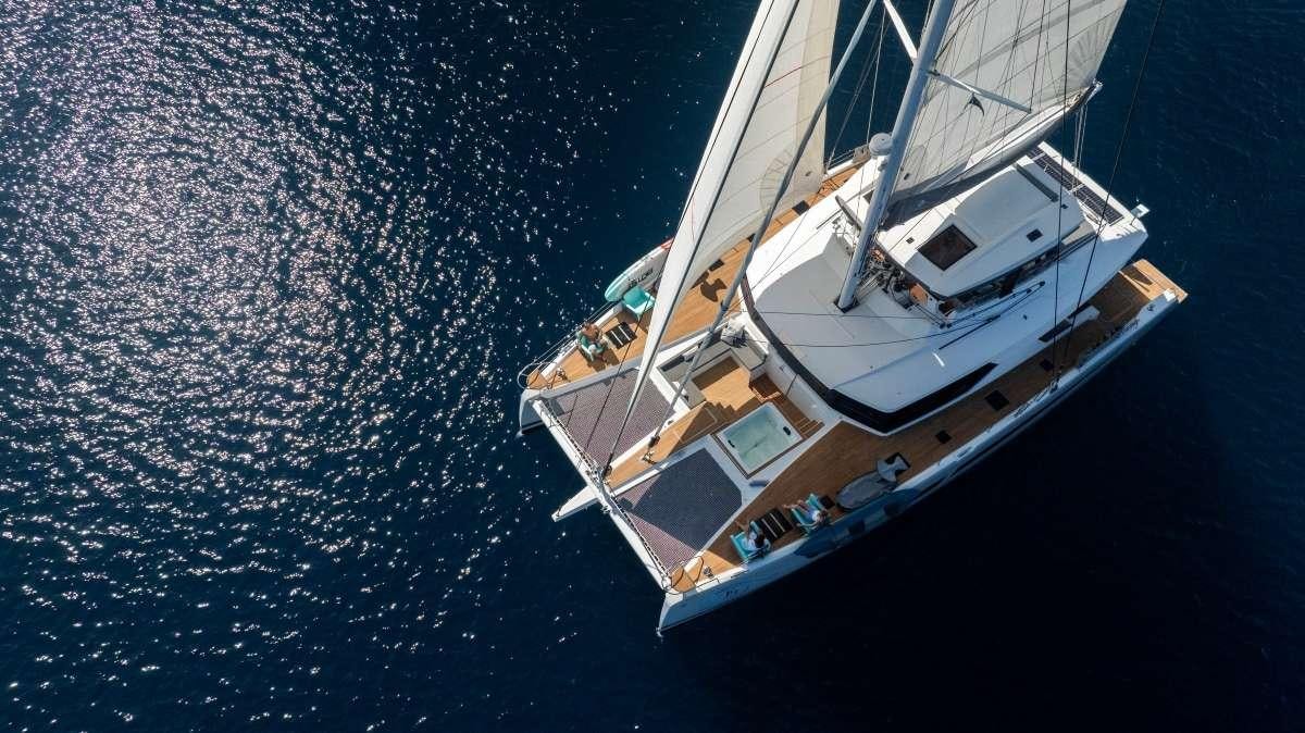 a boat in the water aboard LYRA Yacht for Charter