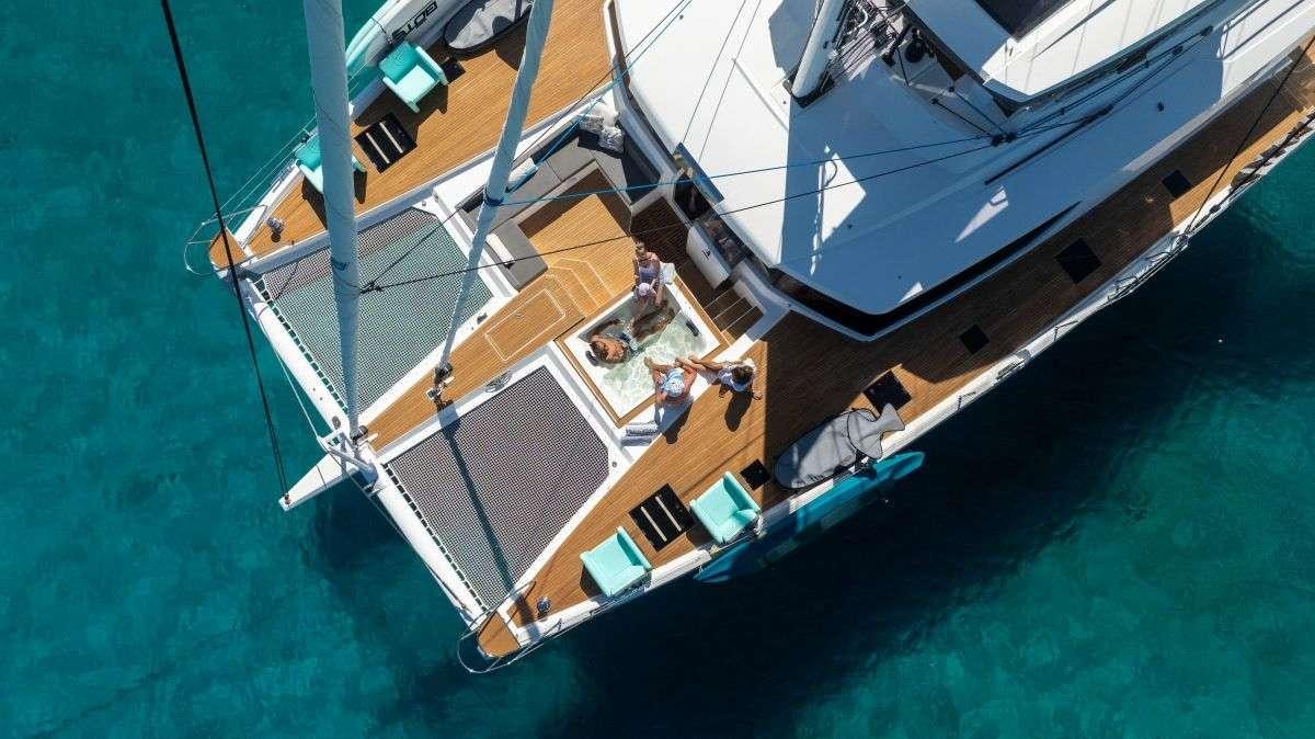 a boat on the water aboard LYRA Yacht for Charter