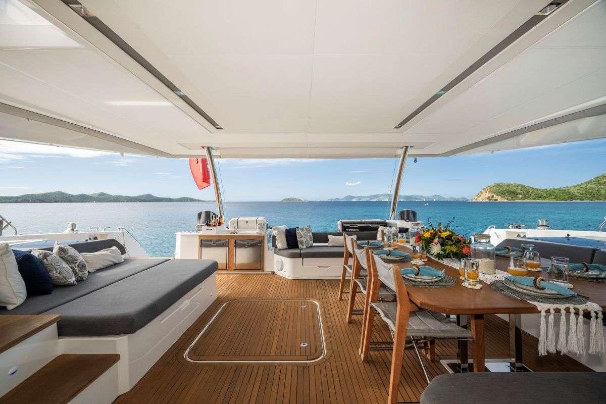a boat on the water aboard LYRA Yacht for Charter