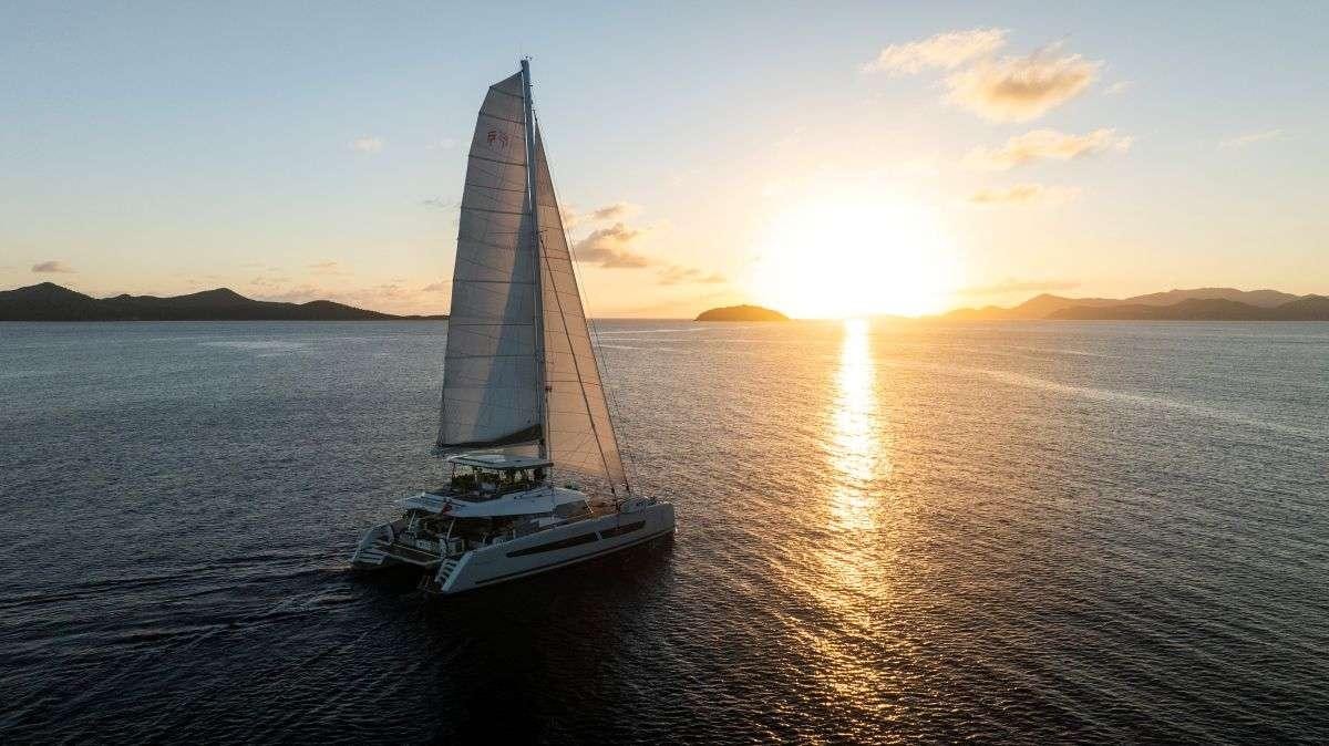 a sailboat on the water aboard LYRA Yacht for Charter