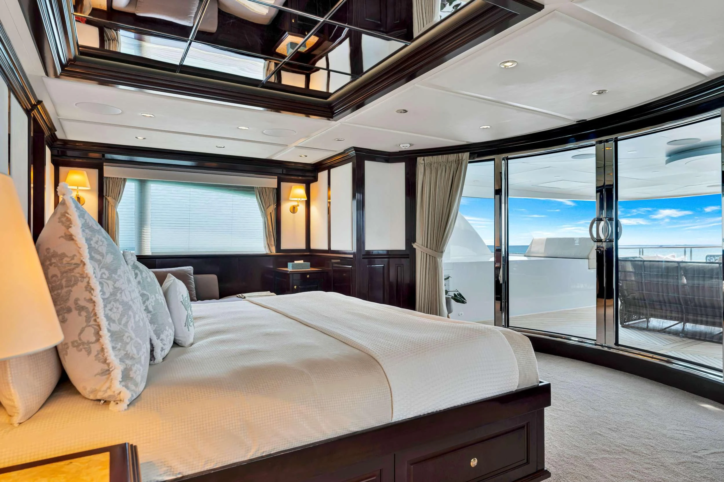 a bed in a room aboard SWEET CAROLINE II Yacht for Charter