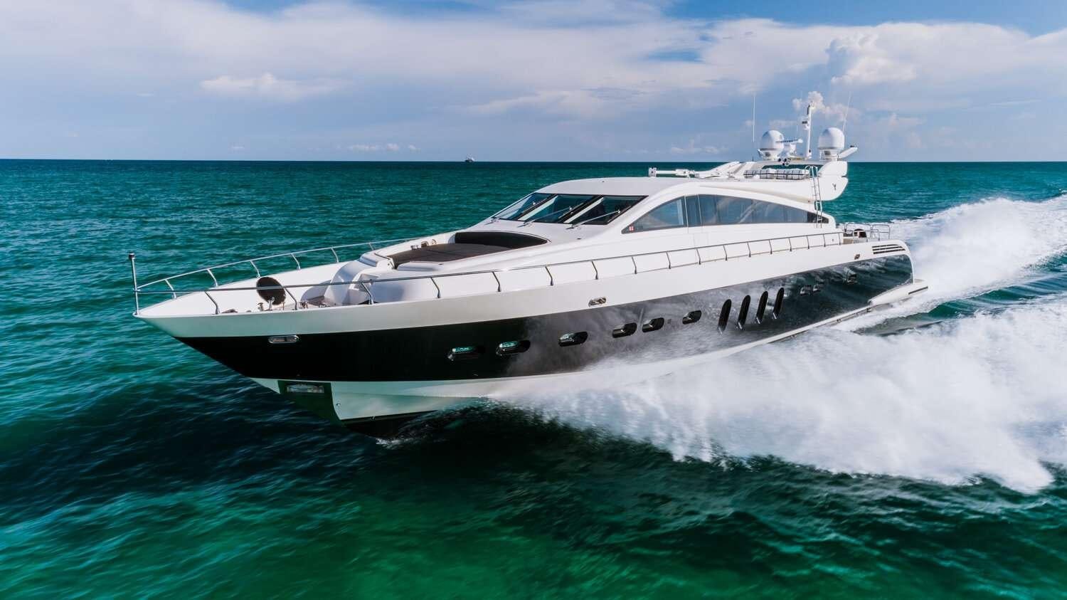 a white yacht in the ocean aboard CASSINELLA Yacht for Charter