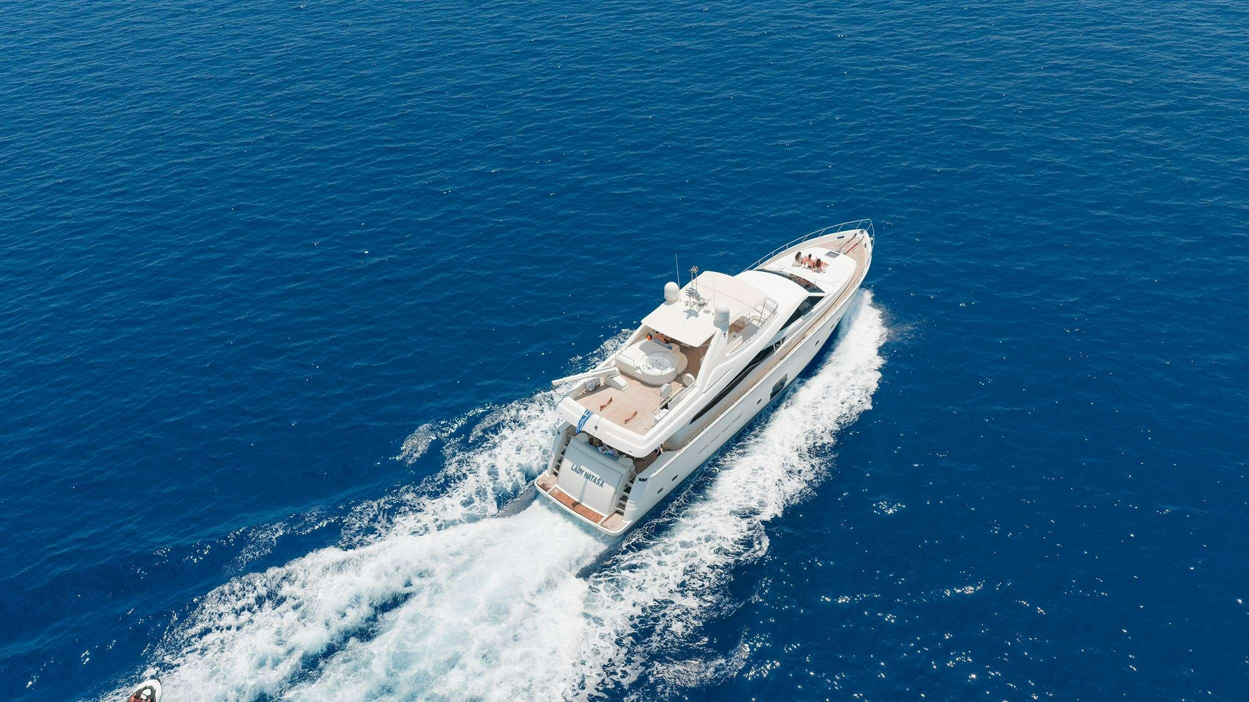 a ship in the ocean aboard LADY NATASA Yacht for Charter
