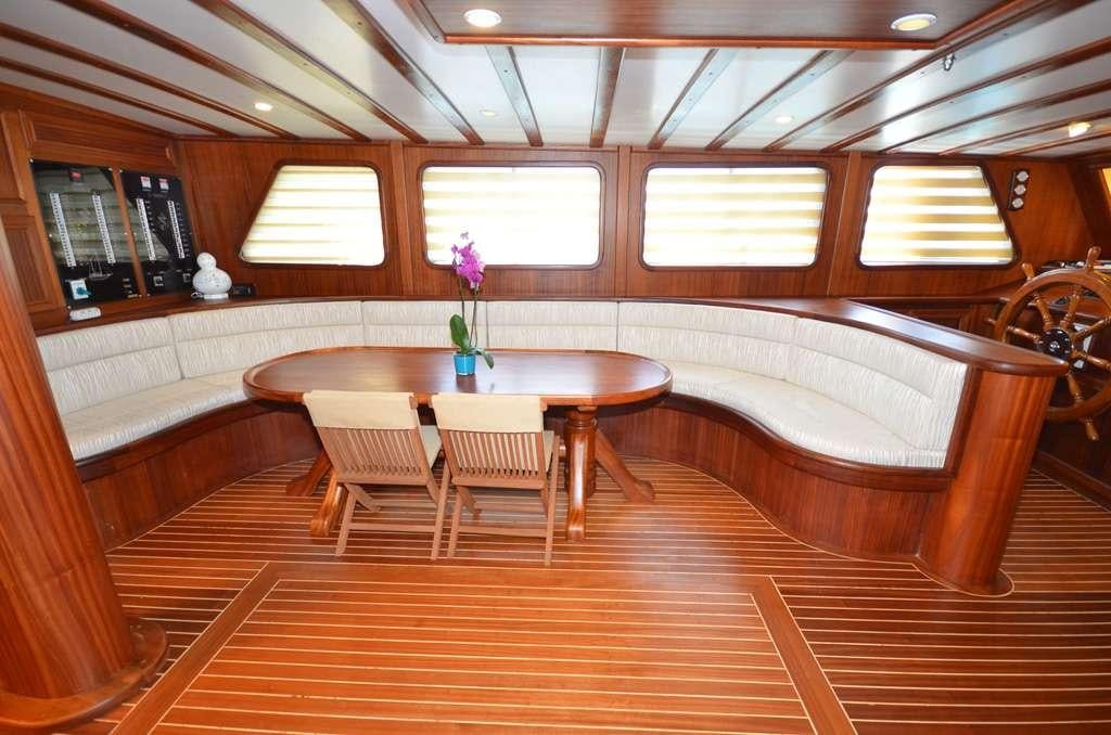 a room with a table and chairs aboard C. TANER 2 Yacht for Charter