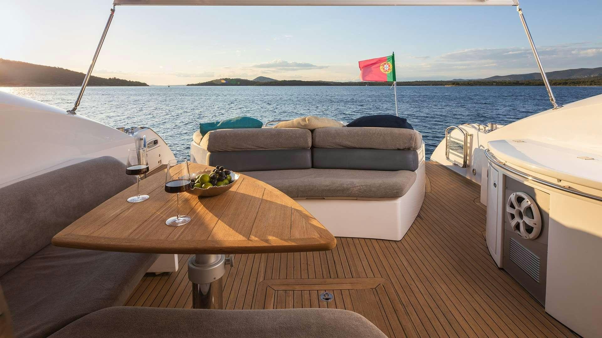 a table on a boat aboard BOY TOY Yacht for Charter