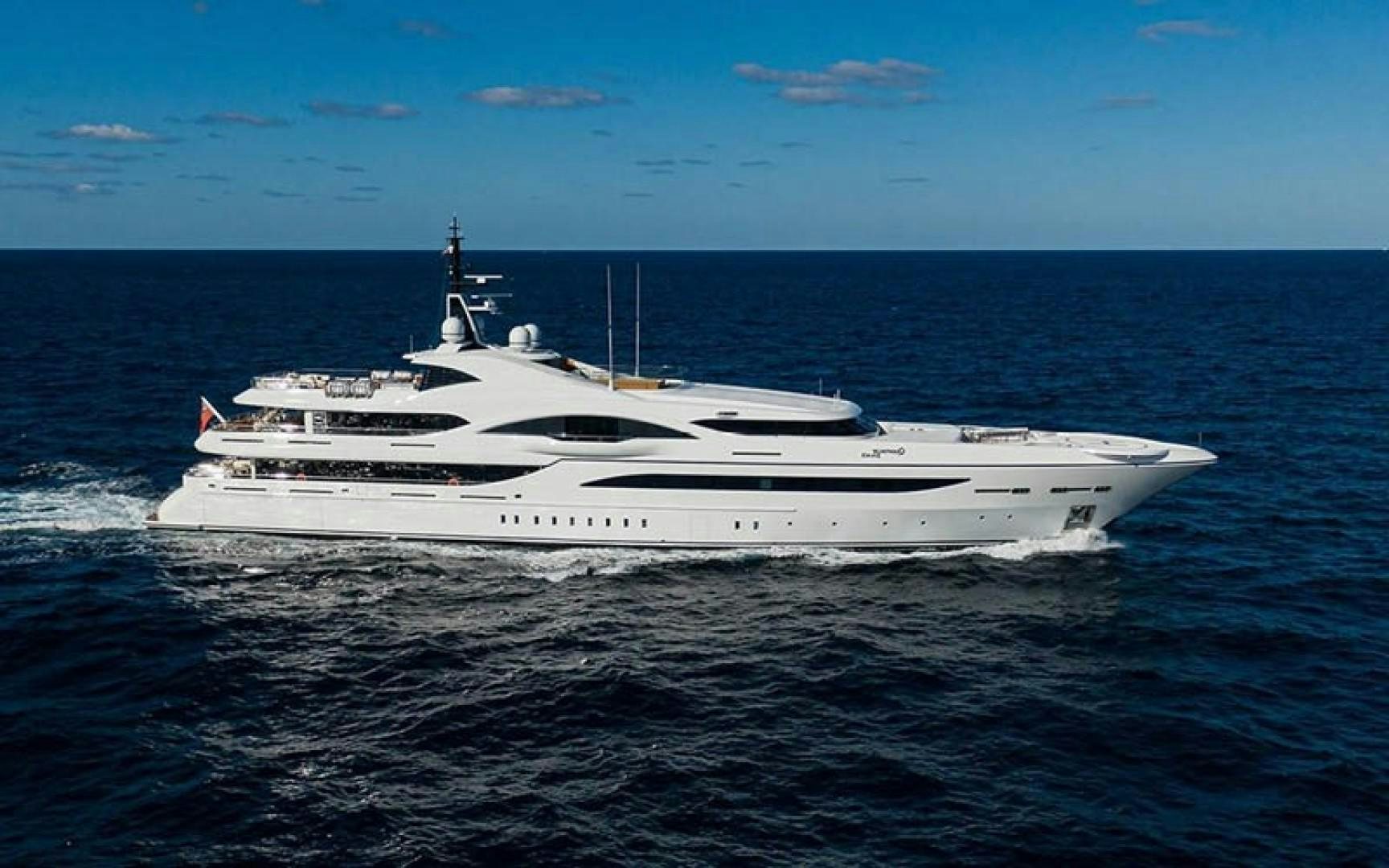 a white yacht in the water aboard QUANTUM OF SOLACE Yacht for Sale
