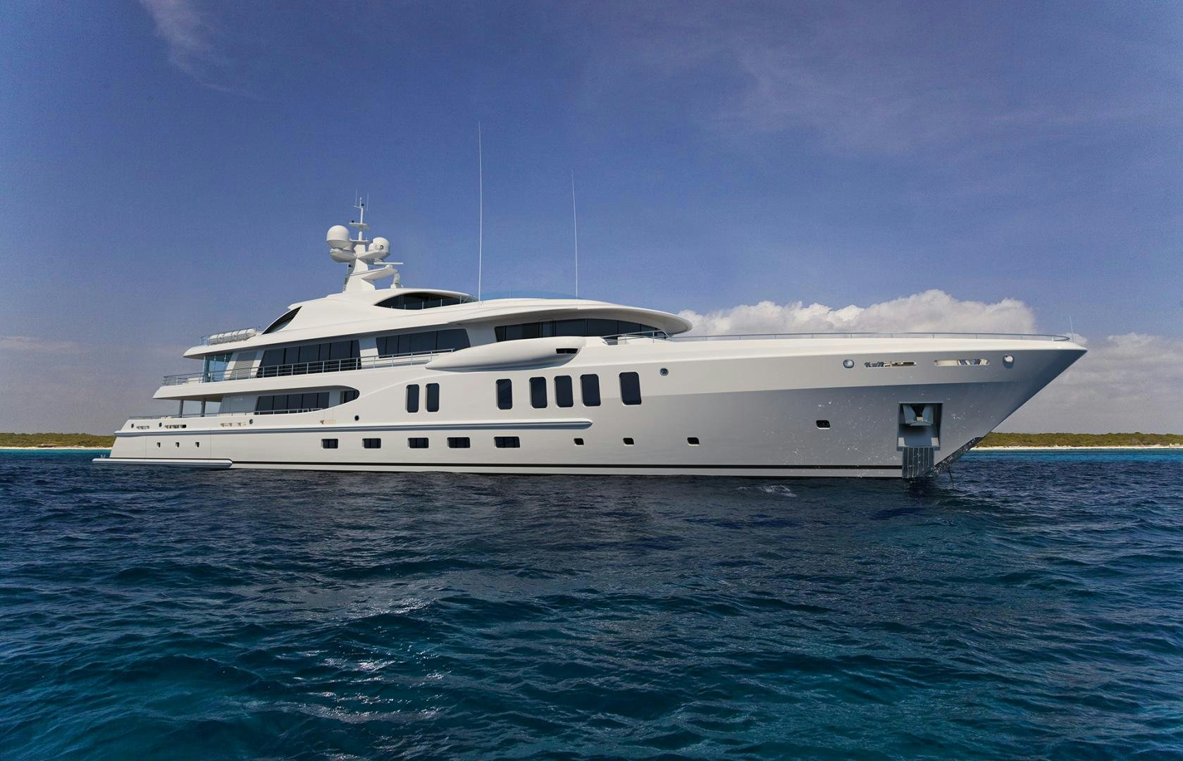 a white yacht in the water aboard AMELS 220 Yacht for Sale