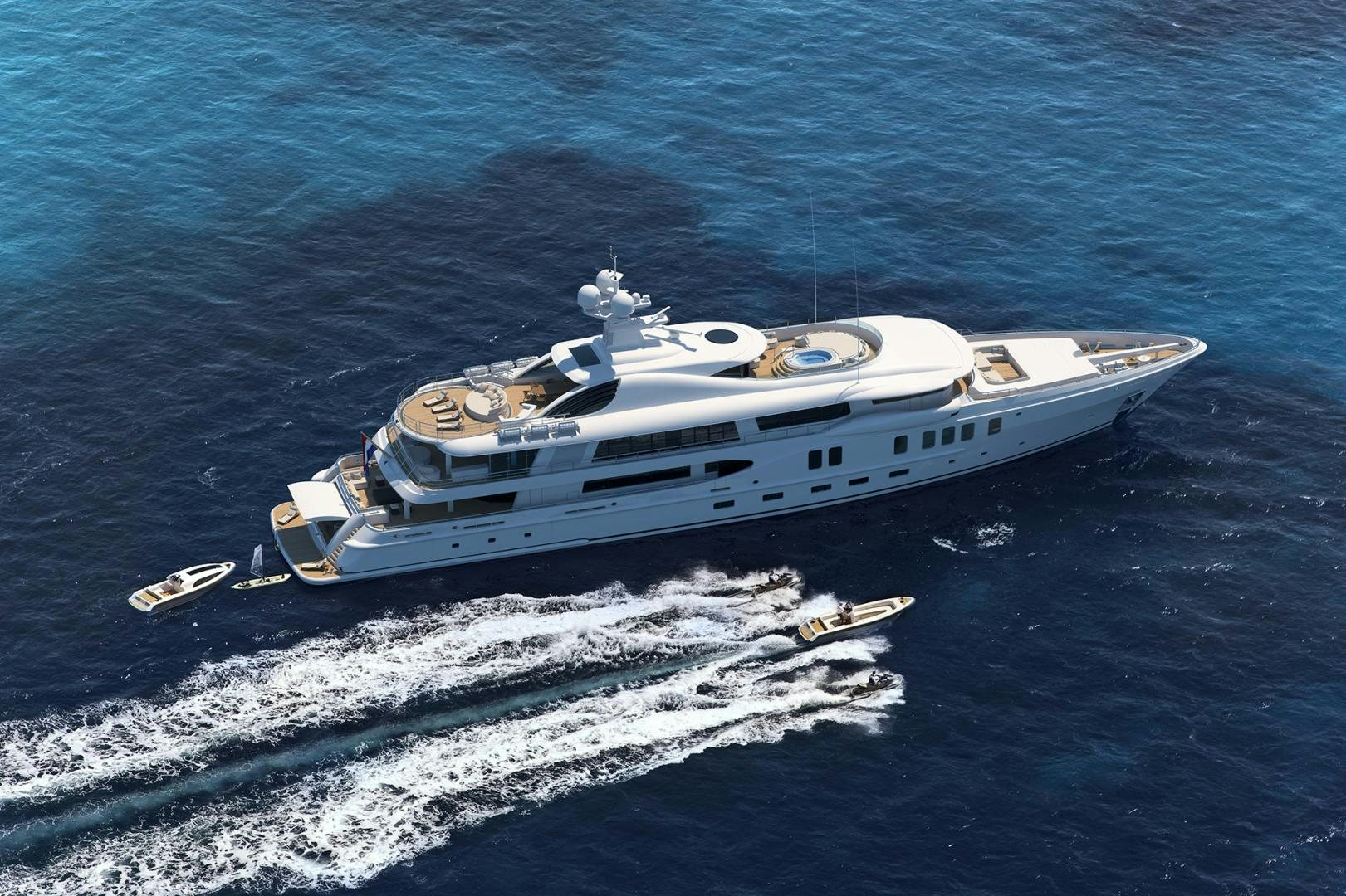 a white yacht in the water aboard AMELS 220 Yacht for Sale