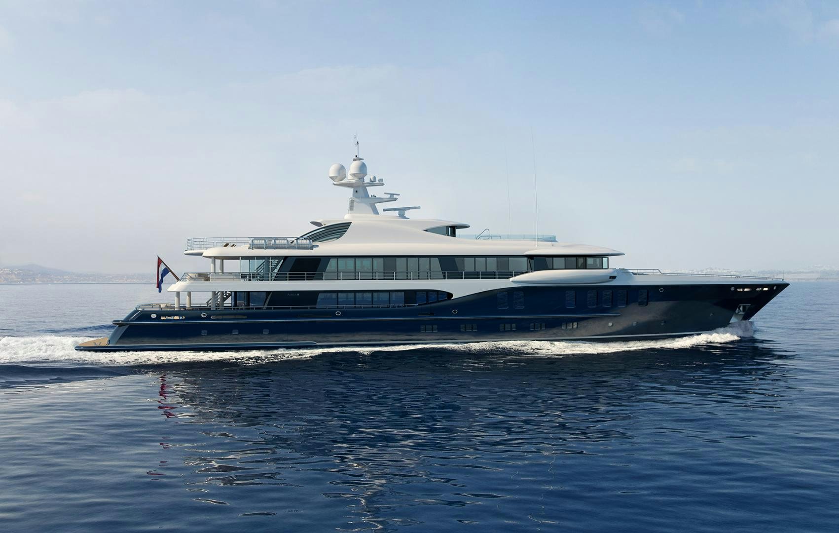 a ferry boat on the water aboard AMELS 220 Yacht for Sale