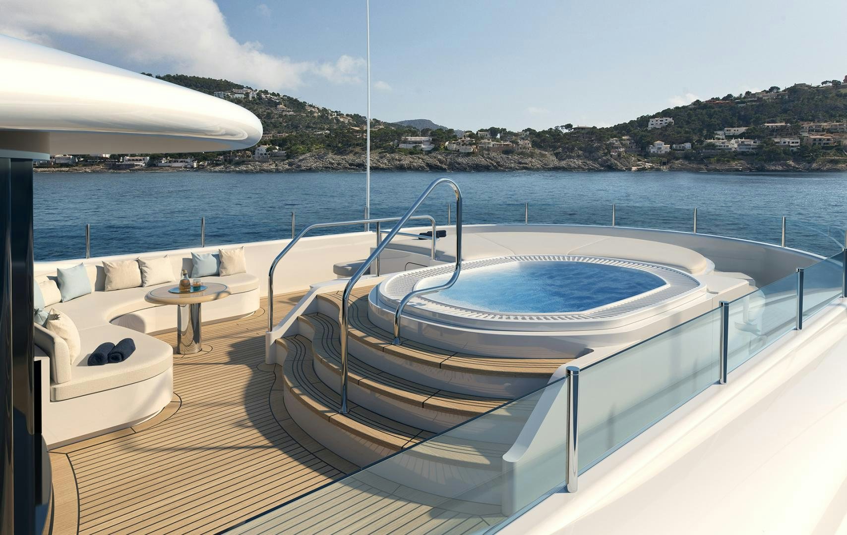 a boat on a deck aboard AMELS 220 Yacht for Sale