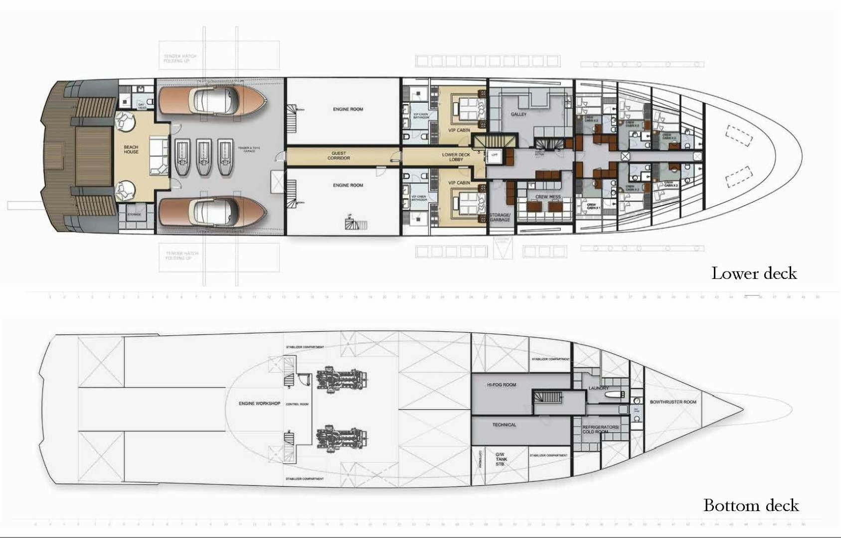 diagram, engineering drawing aboard RMK 58M Yacht for Sale