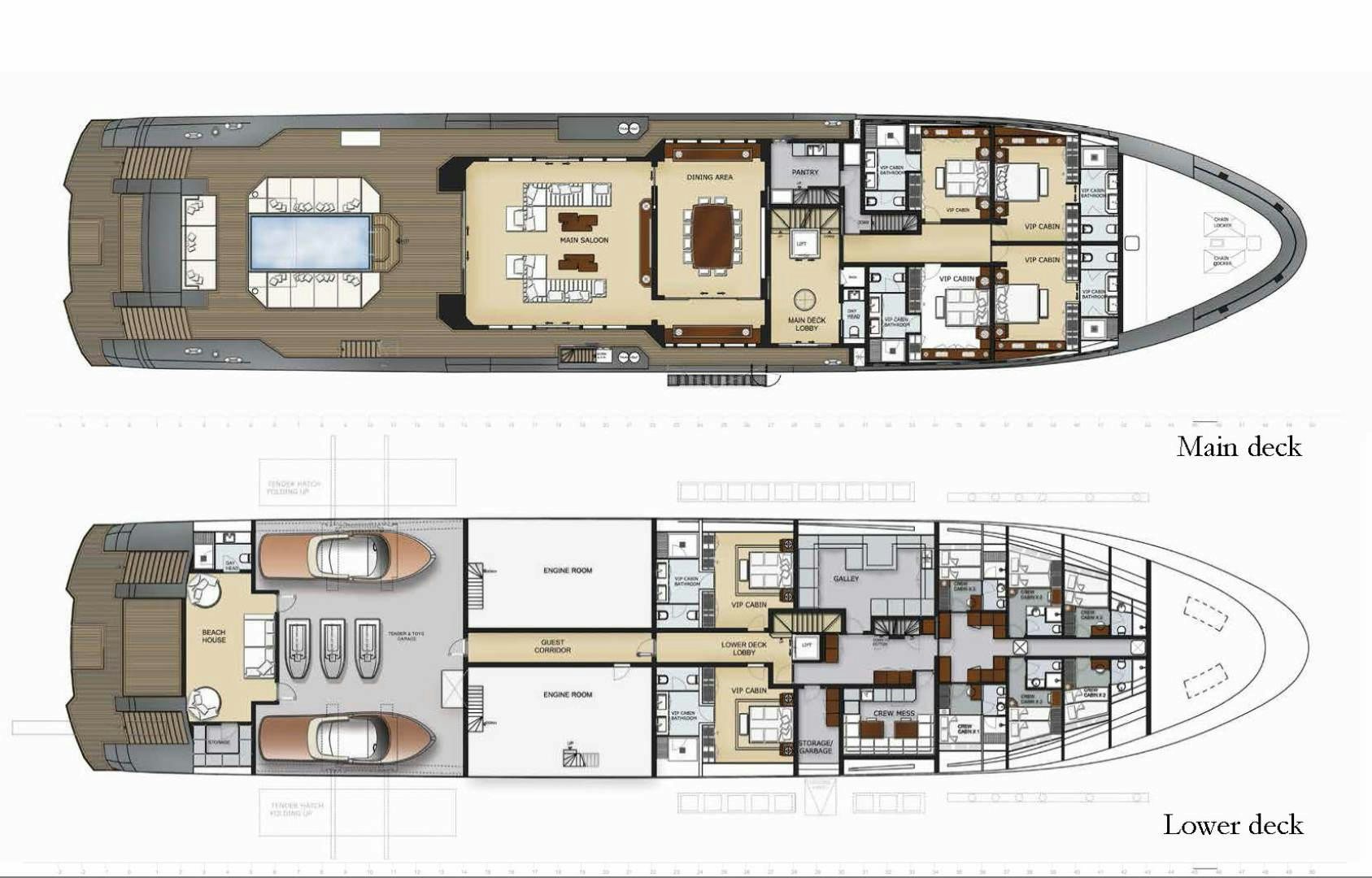 diagram, engineering drawing aboard RMK 58M Yacht for Sale