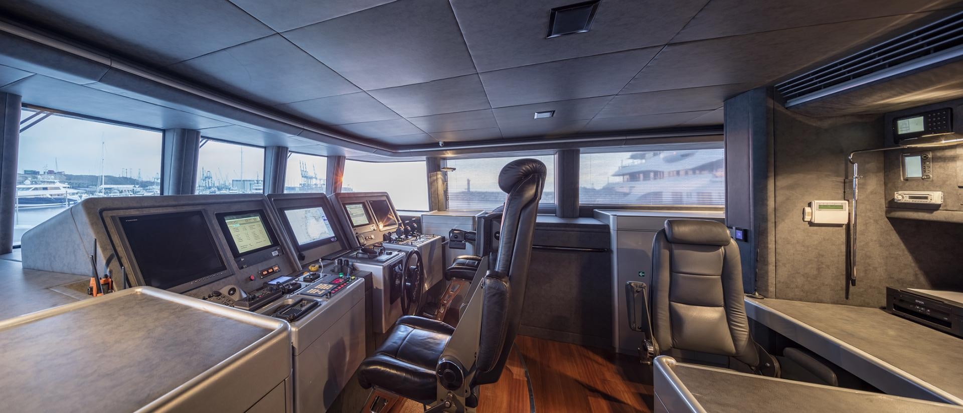 inside of a vehicle with computers aboard THUNDER Yacht for Sale