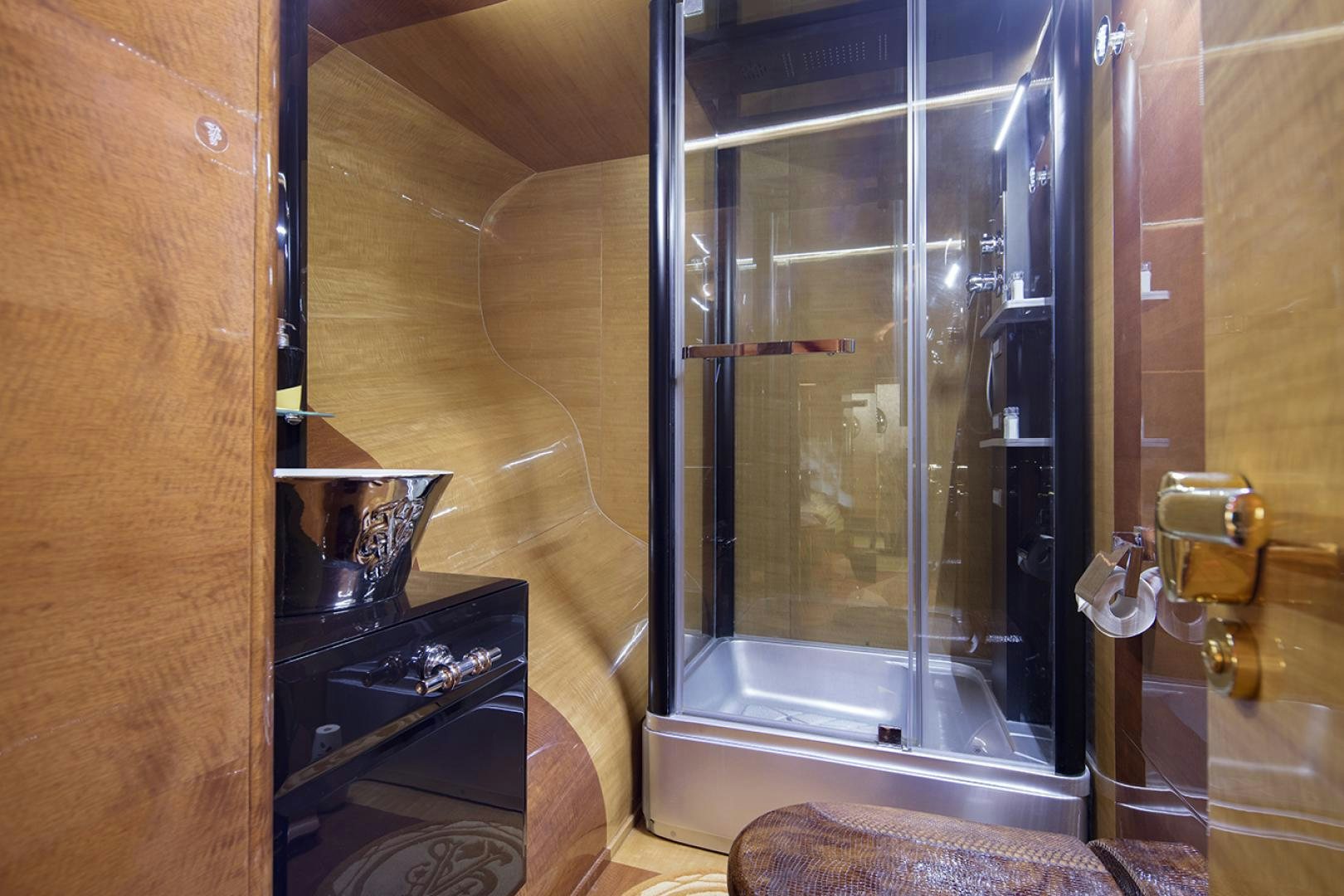 a glass shower unit aboard THUNDER Yacht for Sale