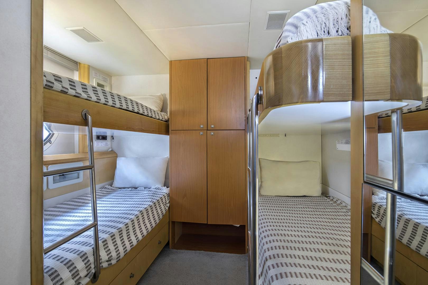 bunk beds in a room aboard THUNDER Yacht for Sale