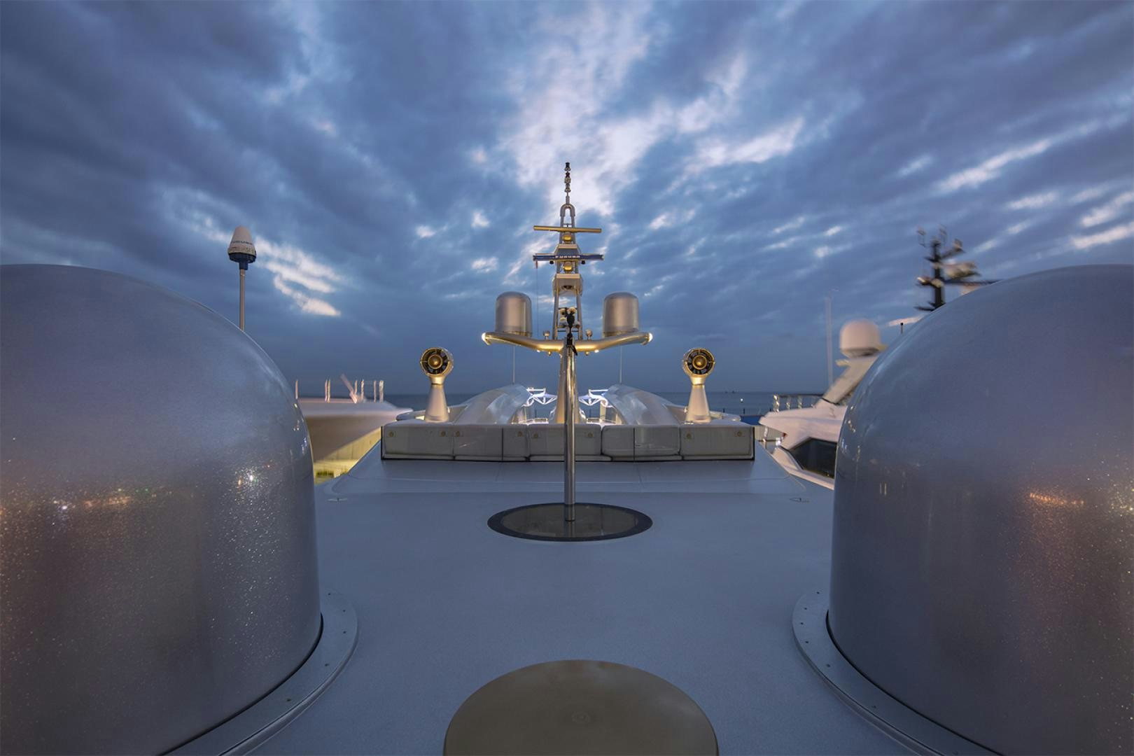 a group of satellite dishes aboard THUNDER Yacht for Sale