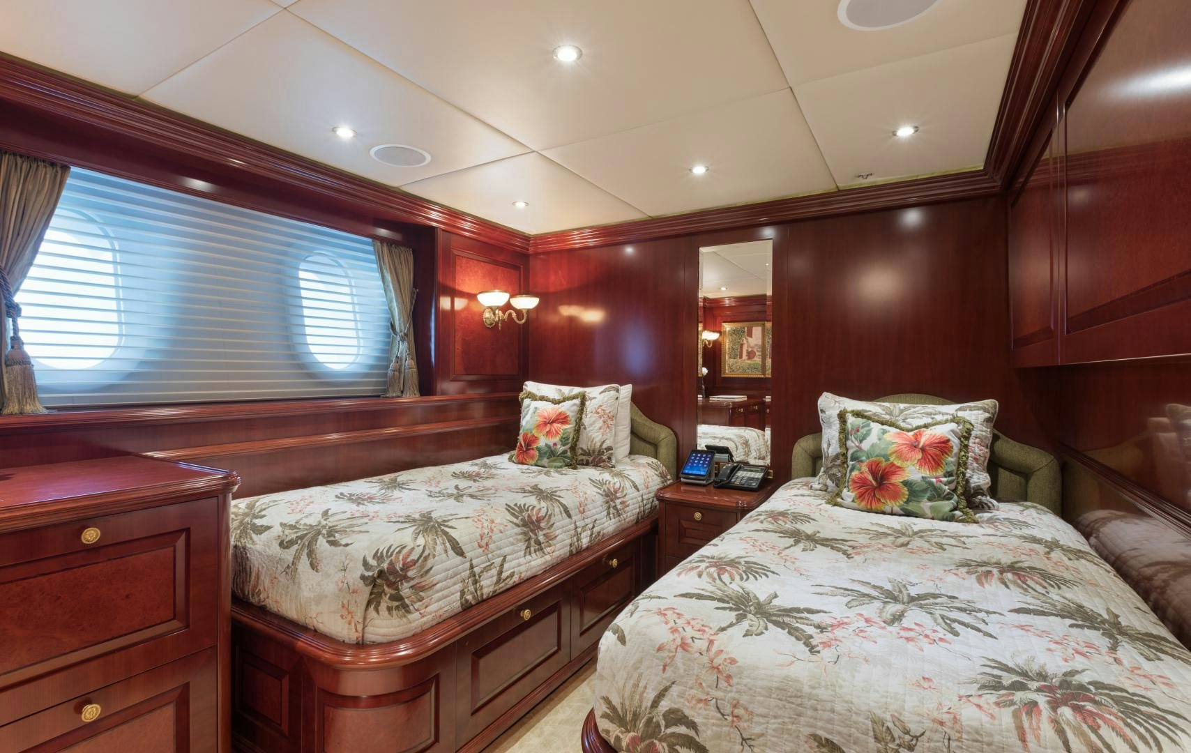 a couple of beds in a hotel room aboard AMARULA SUN Yacht for Sale
