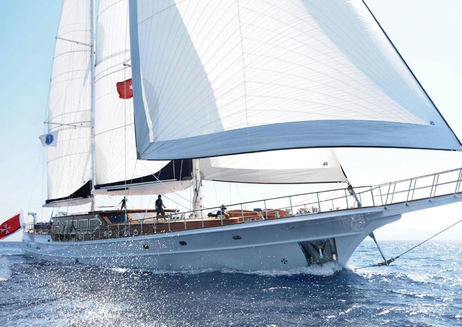 a large white sailboat aboard CLEAR EYES Yacht for Sale