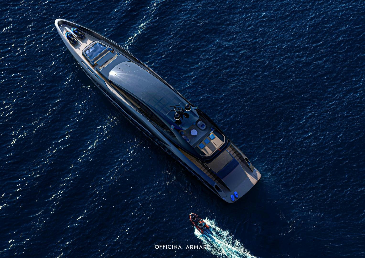 a space ship in the water aboard BADGAL Yacht for Sale