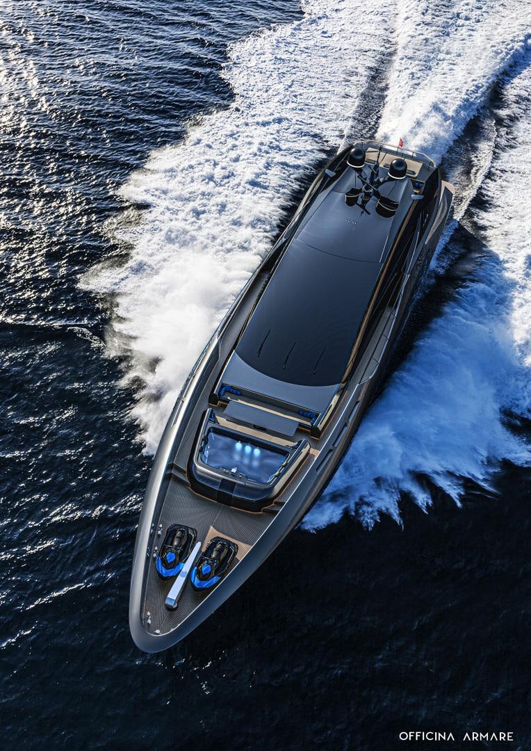 a white boat on the water aboard BADGAL Yacht for Sale