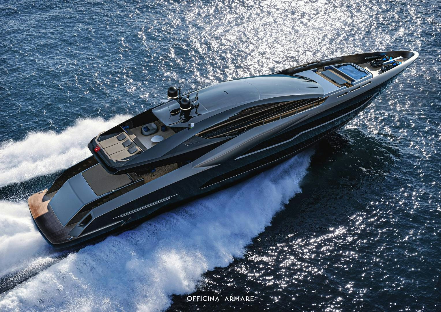 a space ship in the water aboard BADGAL Yacht for Sale