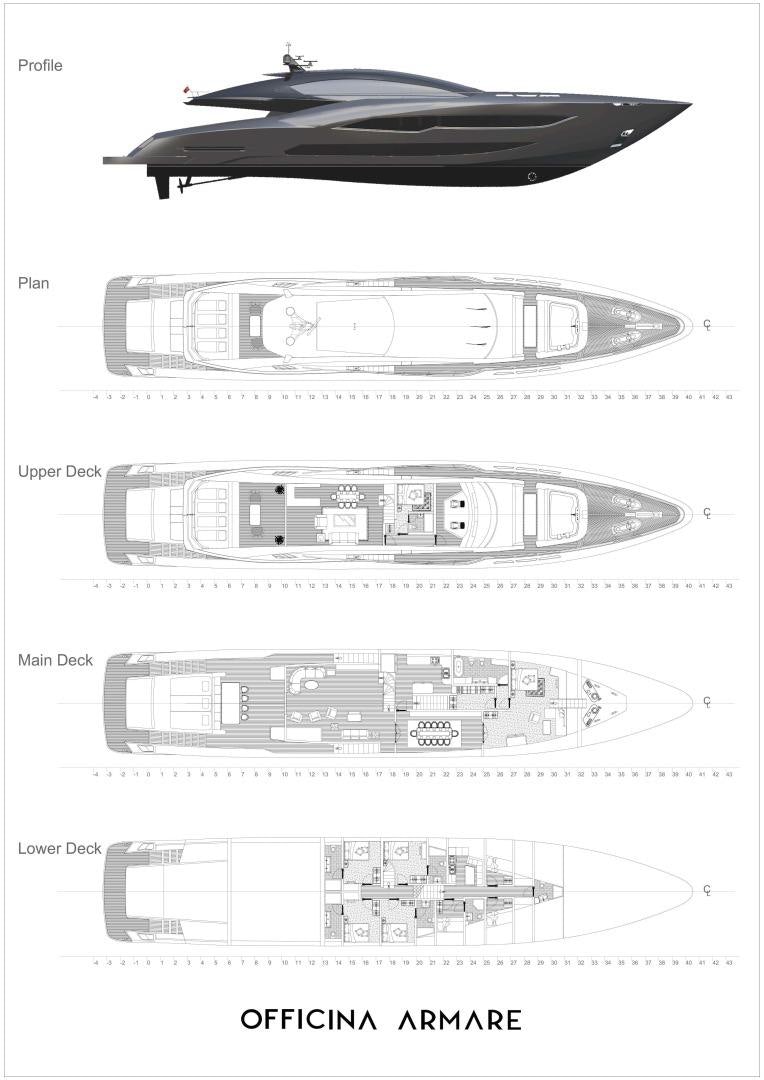 diagram, engineering drawing aboard BADGAL Yacht for Sale