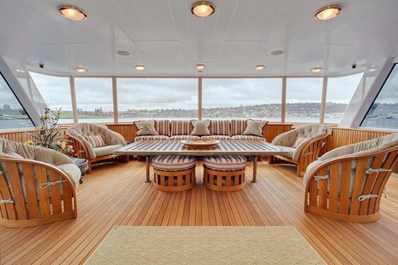 a living room with a large body of water aboard MARLINDA Yacht for Sale
