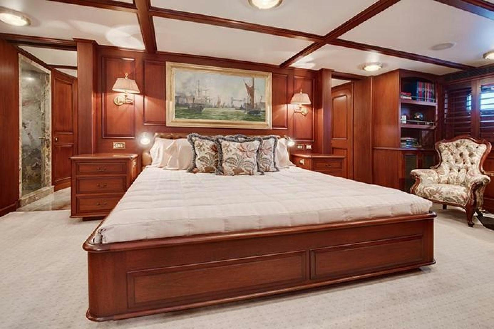 a bed in a room aboard MARLINDA Yacht for Sale