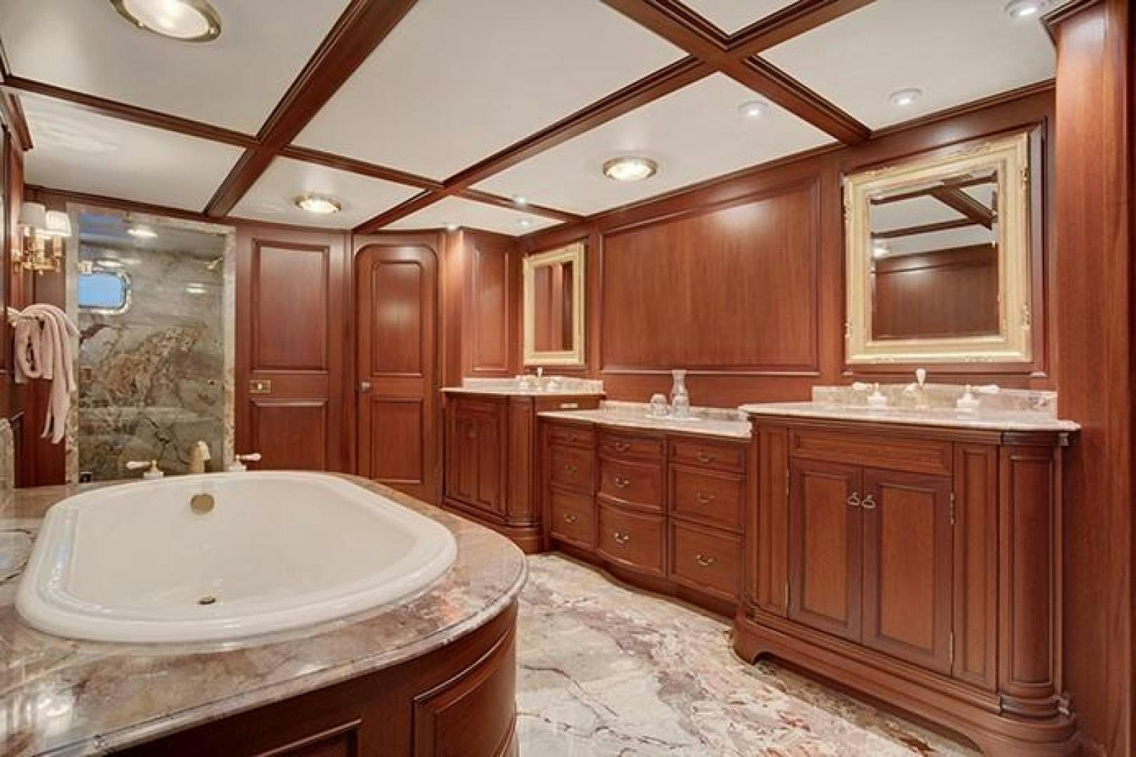 a bathroom with a large bathtub aboard MARLINDA Yacht for Sale
