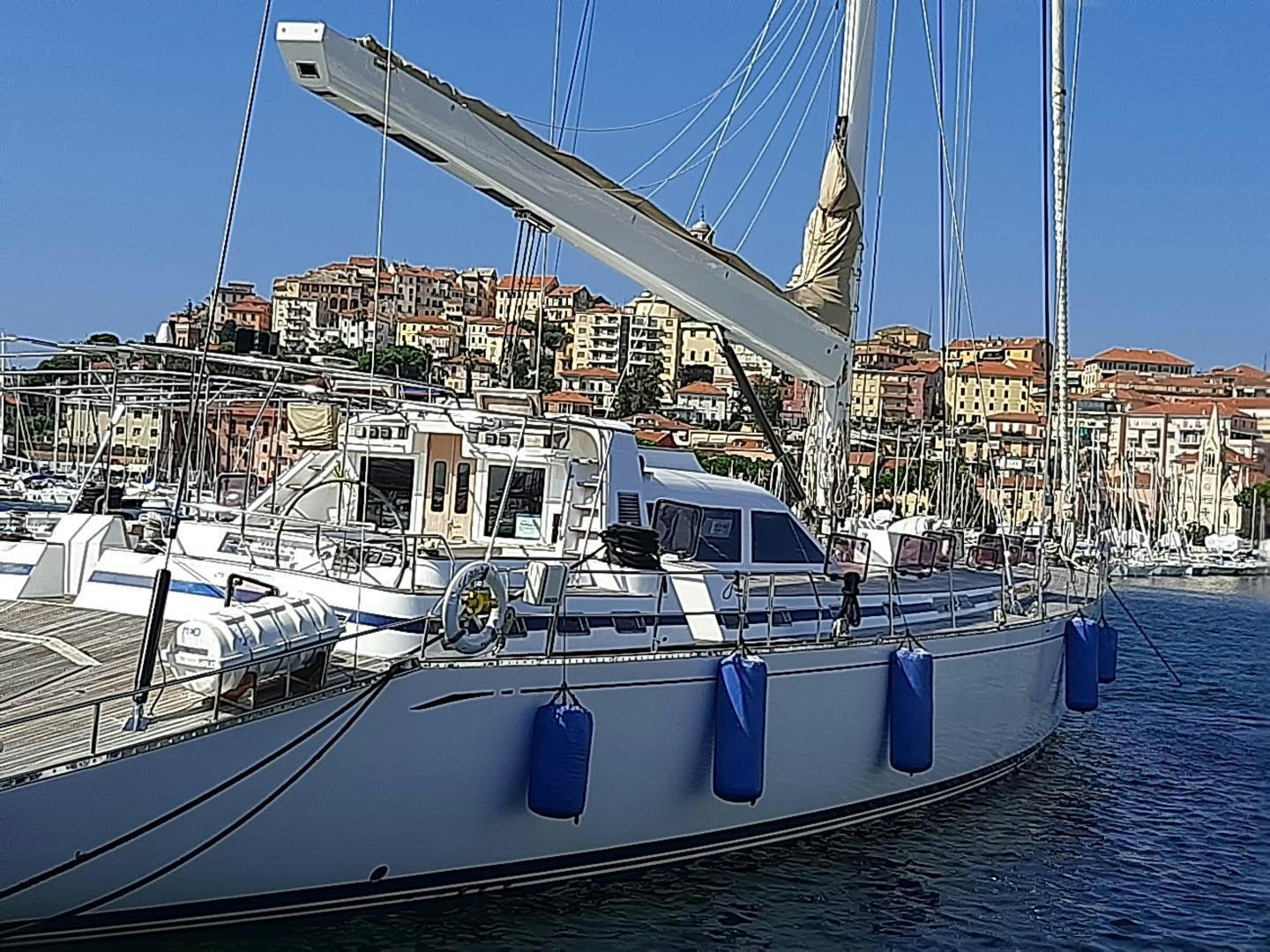 boats in a harbor aboard LATITUDE Yacht for Sale