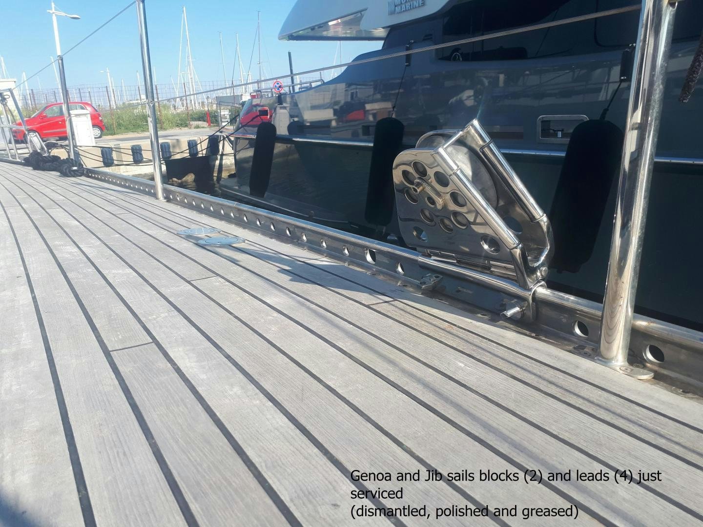 a car on a trailer aboard LATITUDE Yacht for Sale