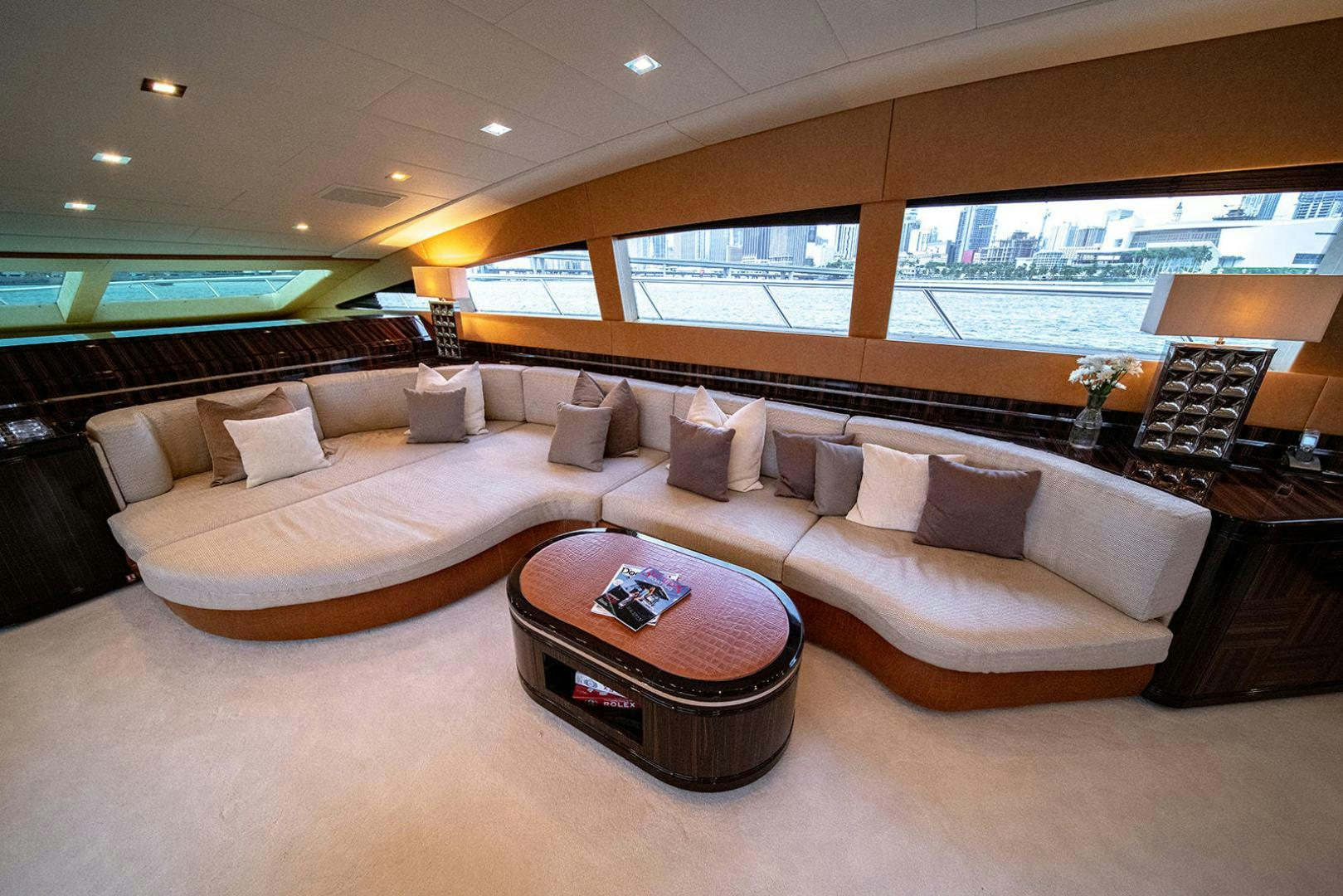 a large bed in a room aboard HARMONIC WAVES Yacht for Sale