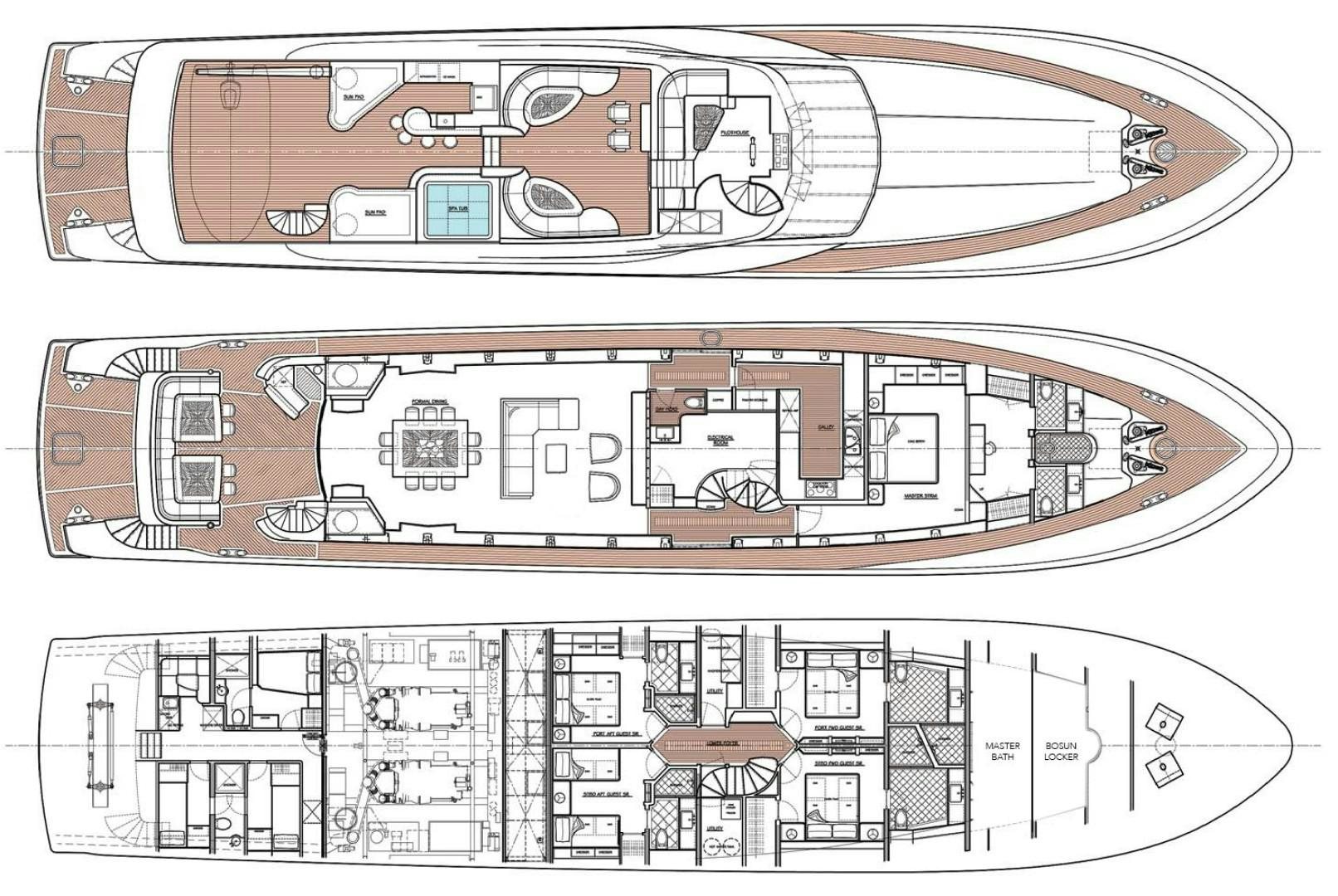 diagram, engineering drawing aboard FUGITIVE *NAME RESERVED* Yacht for Sale
