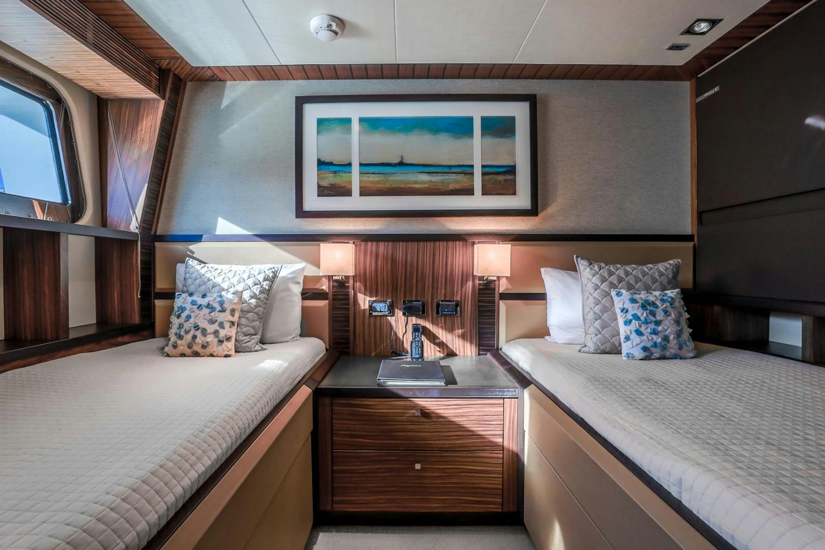 a room with two beds aboard FUGITIVE *NAME RESERVED* Yacht for Sale