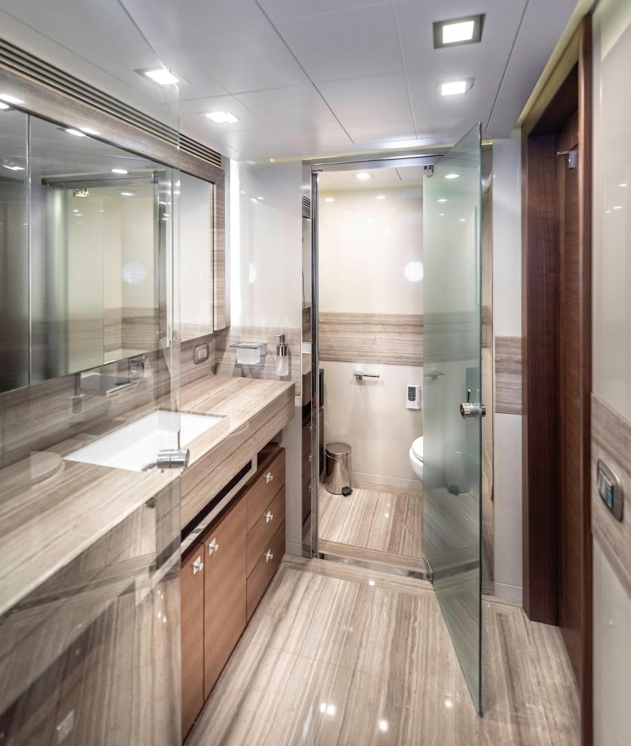 a bathroom with a large shower unit aboard ARGENTO Yacht for Sale
