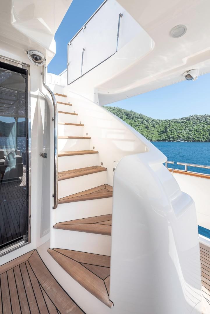 a boat with a staircase aboard ARGENTO Yacht for Sale
