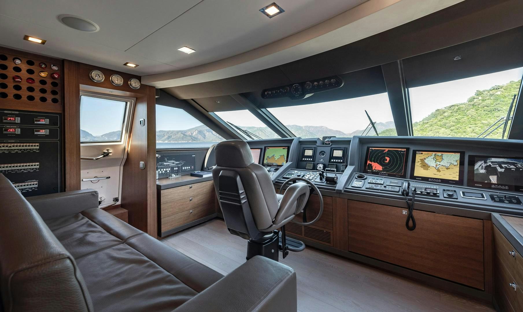 inside of a car aboard ARGENTO Yacht for Sale