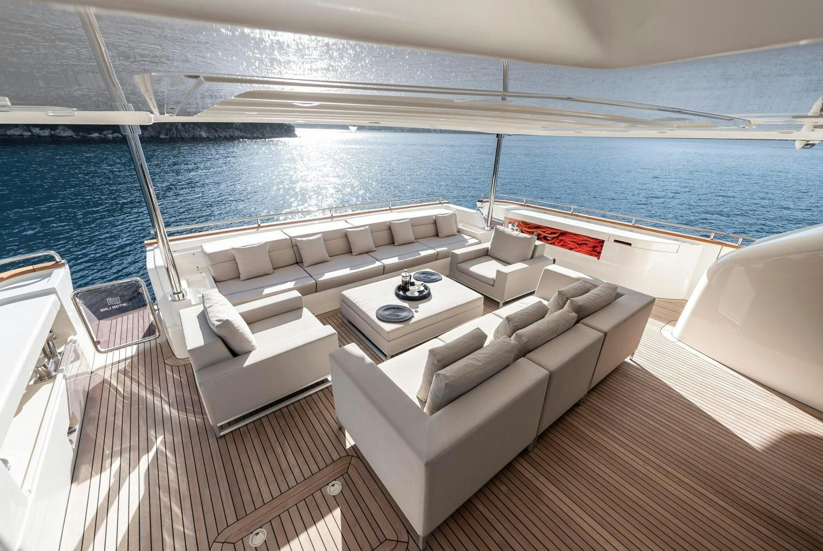 a living room with a large body of water aboard ARGENTO Yacht for Sale