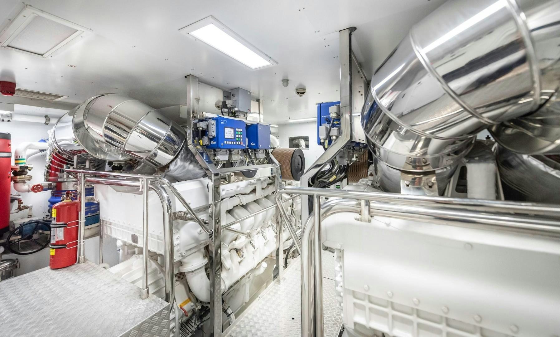 a large machine in a factory aboard ARGENTO Yacht for Sale